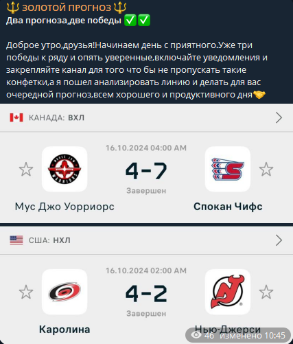 Ставки на канале Золотой Прогноз