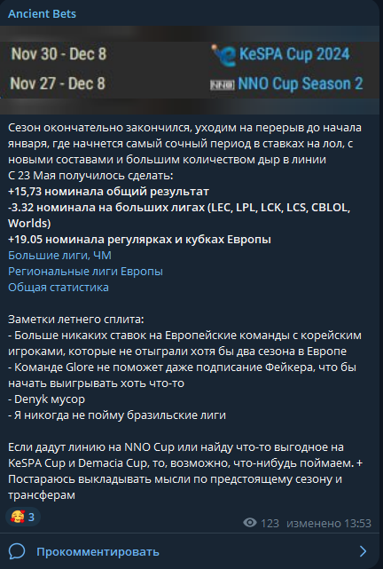 Ancient Bets статистика