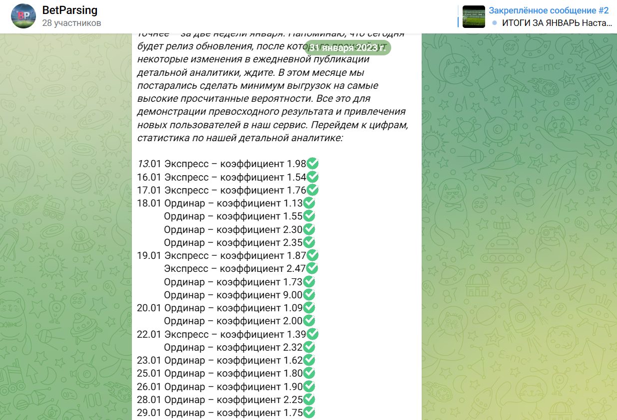 BetParsing статистика проекта