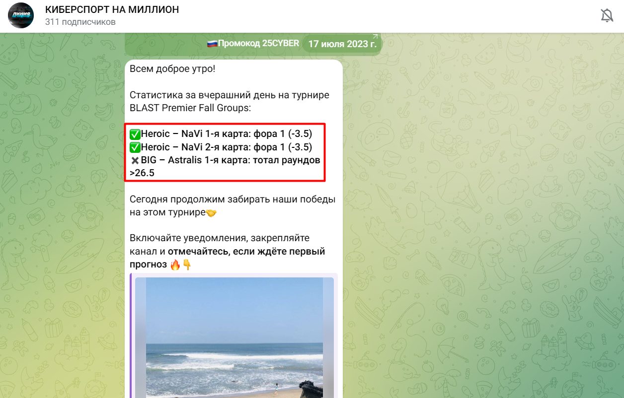 «КИБЕРСПОРТ НА МИЛЛИОН» статистика