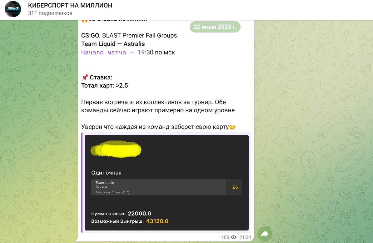 Обзор ТГ-канала КИБЕРСПОРТ НА МИЛЛИОН