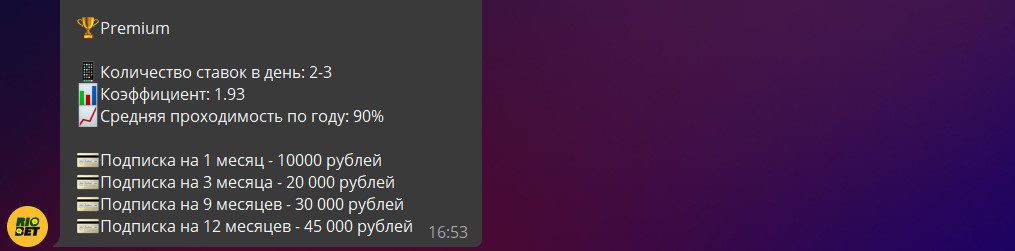 RioBet Тарифный план Premium