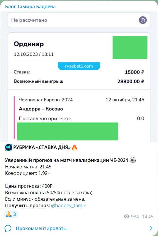 Цены проекта Блог Тамира Бадоева