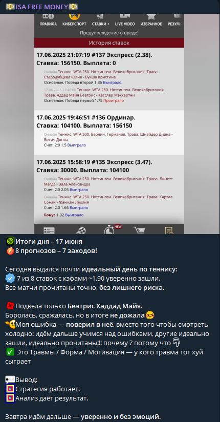 Отчет о выигрыше