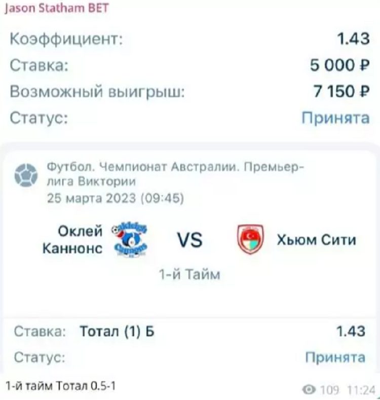 Прогнозы Телеграма Jason Statham bet